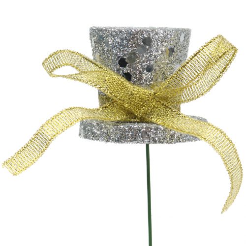 Floristik24 Tapón cilíndrico dorado, plateado 3cm 2pcs