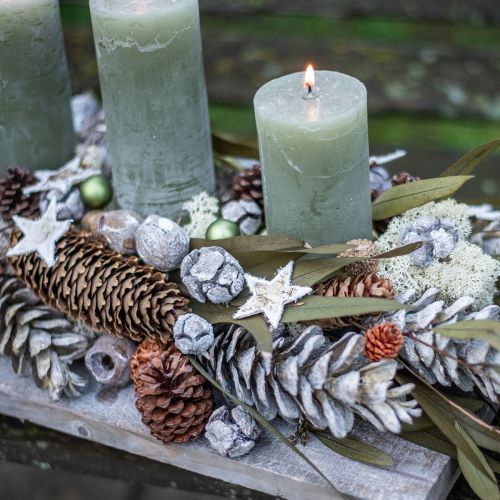 Artículo Conos de ciprés decoración natural esmerilada 3cm verde 500g