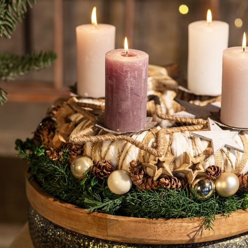 Artículo Decoración de Adviento, estrella decorativa navideña, estrella decorativa de yute L20cm 5 piezas