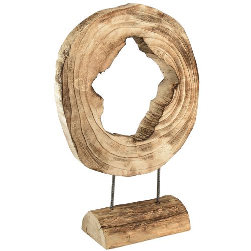 Floristik24 Anillo rústico de madera sobre soporte - Veta de madera natural, 54 cm - Escultura única para un ambiente elegante