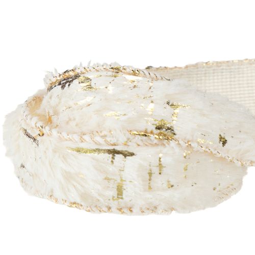 Artículo Cinta con pelo decorativa color crema dorado piel sintética 25mm 15m
