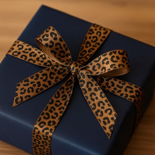 Artículo Cinta Estampado Leopardo Cinta de Seda Marrón Negro 15mm 18m