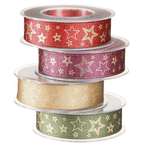 Cinta de regalo cinta de estrellas con estrellas de colores 25mm 15m