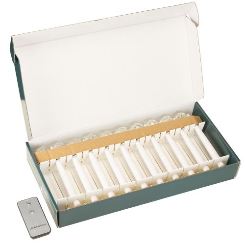 Artículo Velas LED con forma de árbol, velas cónicas con cristal, luz amarilla, 31 cm, paquete de 10 unidades