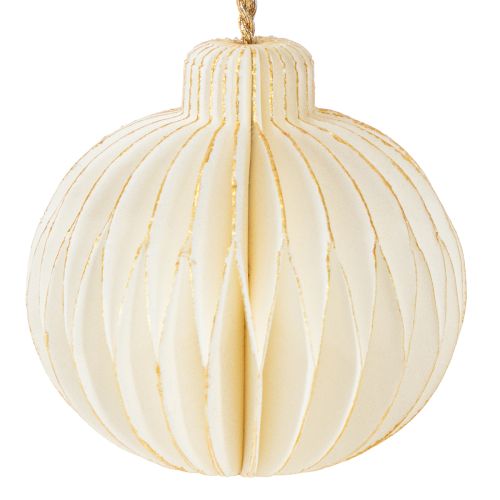 Artículo Adornos de papel para árbol de Navidad, papel nido de abeja, blanco y dorado, 4 cm, 6 piezas