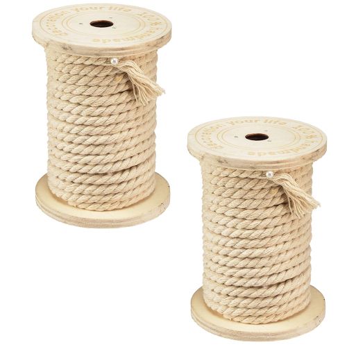 Artículo Cordón de algodón cordón decorativo crema bobina de madera Ø5mm con 7m cada 2 piezas