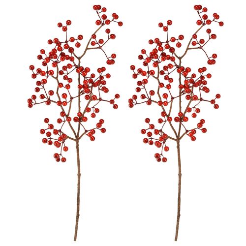 Artículo Rama de bayas decoración de rama de bayas rojas artificiales L50cm 2 piezas