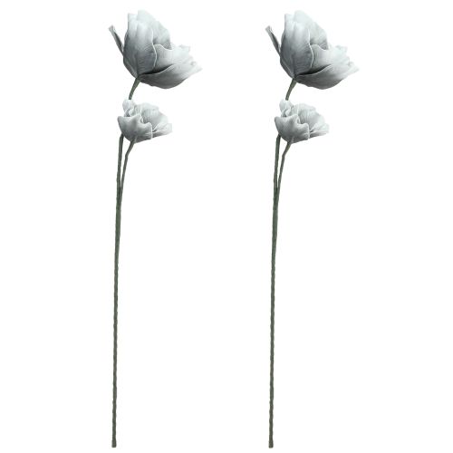 Artículo Flores de espuma grandes artificiales de espuma gris 85 cm 2 piezas