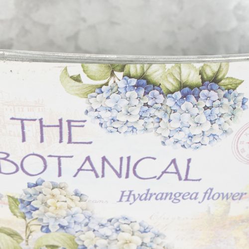 Artículo Maceta con asas, diseño de hortensias, metal, 26×13×14,5 cm