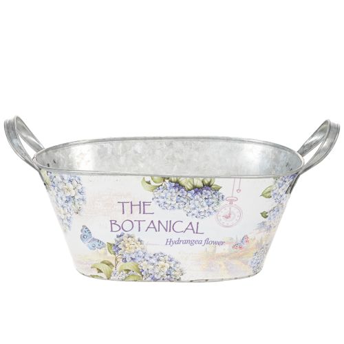 Artículo Maceta ovalada de metal con asas, para hortensias, 32×15×15 cm