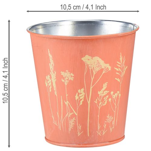 Artículo Maceta con decoración floral, color amarillo albaricoque, Ø10,5 cm, H10,5 cm