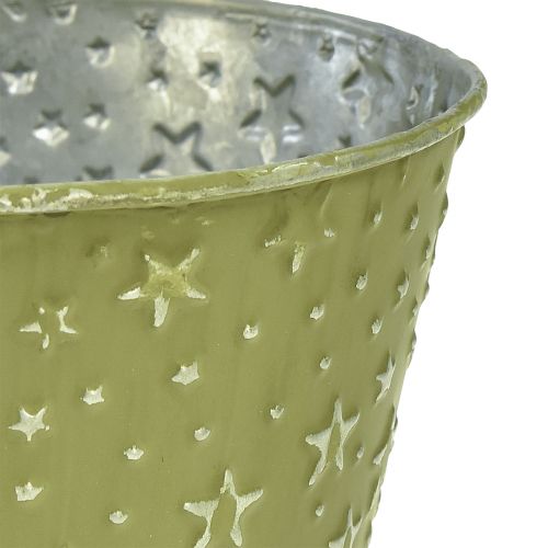 Artículo Maceta jardinera de metal estrellas verde plata Ø16cm