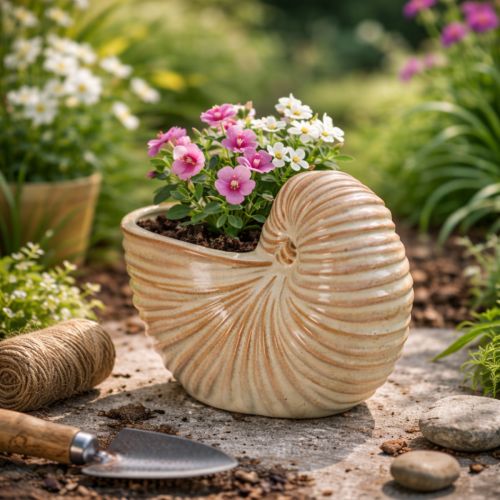 Artículo Maceta de cerámica con diseño de caracol para arreglos especiales de plantas, 21cm