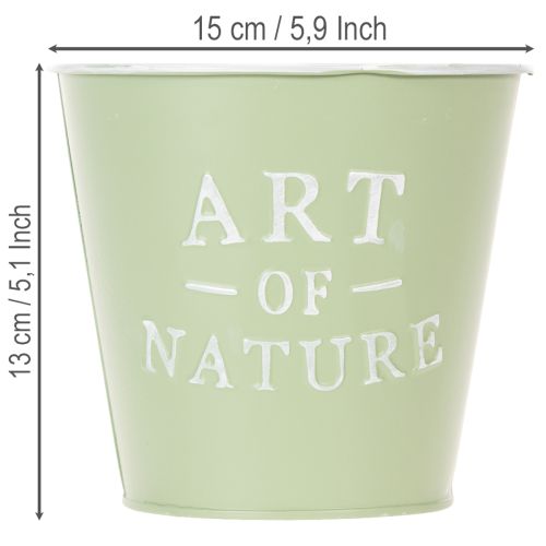 Maceta de zinc, verde menta, Ø15cm, H13,5cm | Floristik24.es