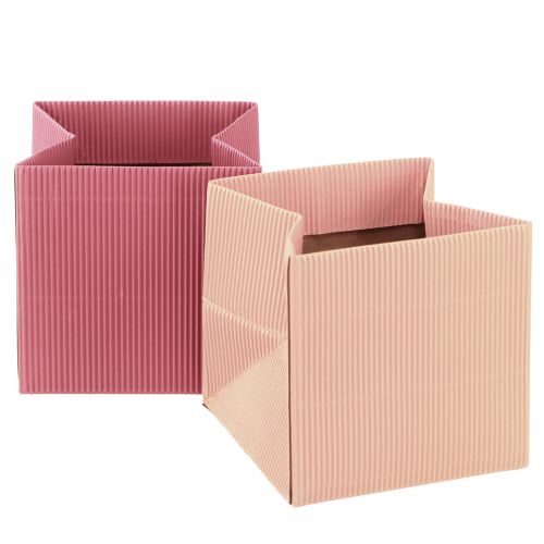 Floristik24 Bolsa de flores bolsa de papel con lámina rosa salmón 10,5cm 6uds