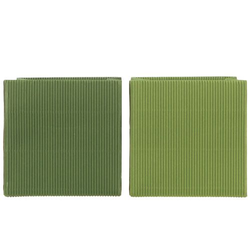 Floristik24 Macetero papel acanalado verde oliva 12cm 6uds