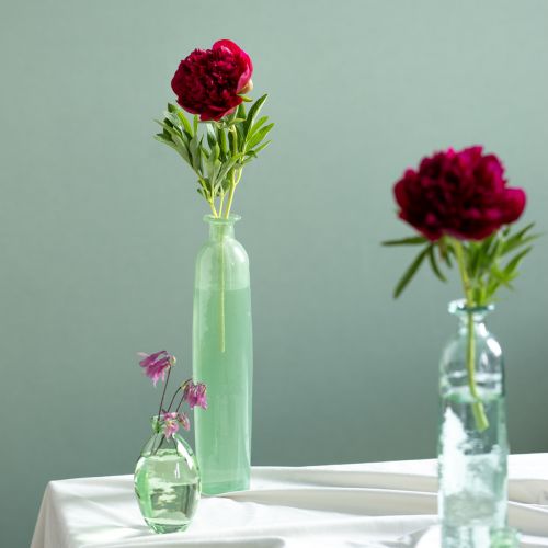 Artículo Jarrón de flores de cristal decorativo en color verde alto Ø6,5cm H30cm