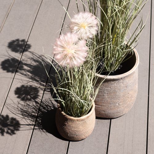 Floristik24 Maceta boho con patrón trenzado macetero de cerámica Ø12cm H14cm 2ud