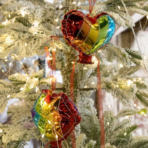 Artículo Bolas de árbol de Navidad de colores, globos de cristal, corazón, beso, boca, 12 cm, 2 unidades