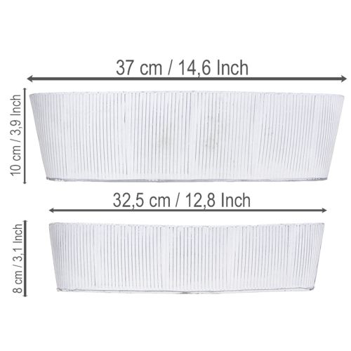 Artículo Bol ovalado de metal en blanco y plata, 32,5 cm/37 cm, juego de 2.