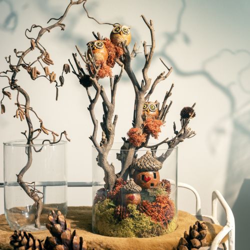 Artículo Encantadoras figuras de búhos de cerámica - Diseño detallado en marrón y crema, 10,5 cm - Decoración perfecta para espacios de vida y de trabajo - 3 piezas
