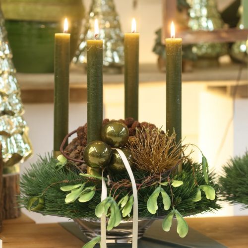 Floristik24 Bolas de árbol de Navidad de cristal brillante en gris oliva y plata 5 cm 24 uds