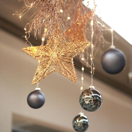 Artículo Adorno para árbol de Navidad, decoración de Adviento, colgante de estrella dorado W25,5cm 4 piezas