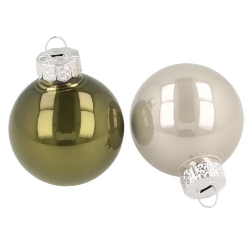 Floristik24 Bolas de árbol mini bolas de Navidad cristal verde plata 4 cm 24 uds