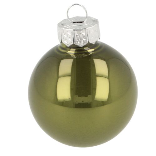 Artículo Bolas de árbol mini bolas de Navidad cristal verde plata 4 cm 24 uds