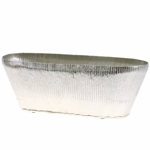Floristik24 Maceta decorativa ovalada plateada 40cm x 13cm H13cm