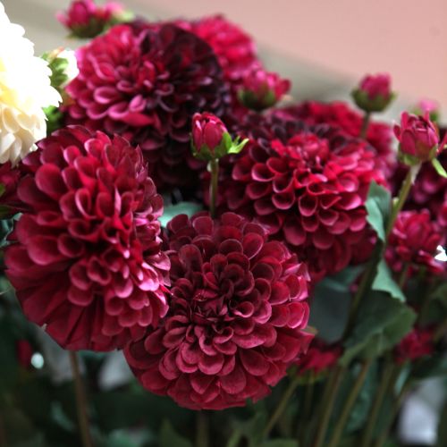 Artículo Flores artificiales de dalia con flor morada Ø10cm L80cm 2uds