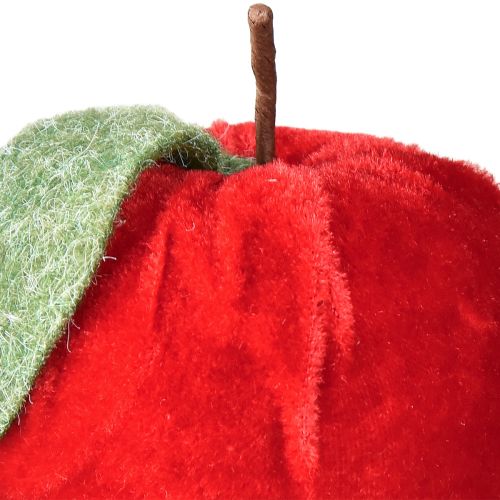 Artículo Tela decorativa de manzana con terciopelo de hoja y fieltro rojo Ø7,5cm H9cm 9 uds
