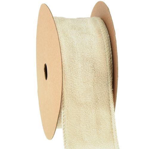 Floristik24 Cinta decorativa cinta de terciopelo cinta decorativa cinta para joyería beige An. 50 mm L. 8 m