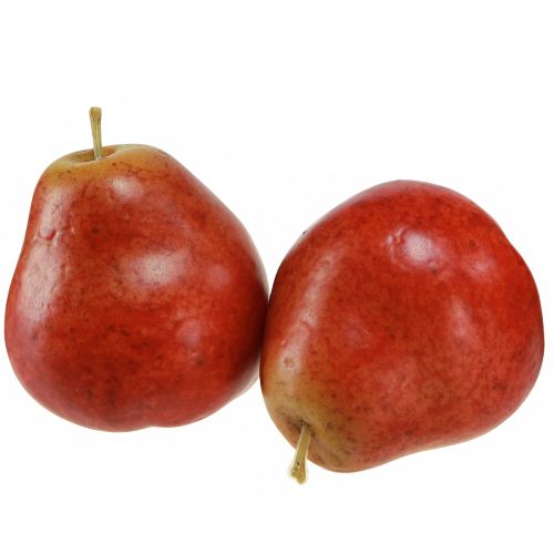 Floristik24 Peras decorativas fruta decorativa roja en la red Ø5,5cm H6,5cm 6 piezas