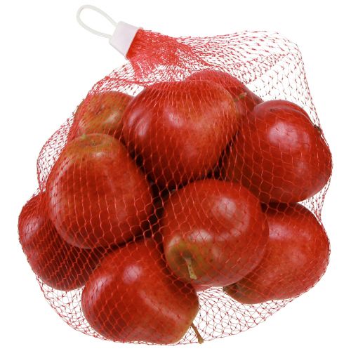 Artículo Peras decorativas fruta decorativa roja en la red Ø5,5cm H6,5cm 6 piezas