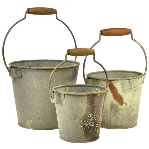 Artículo Cubo decorativo metal óxido vintage Ø15/17,5/22cm juego de 3