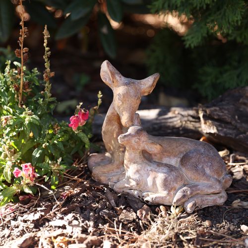 Artículo Figura decorativa Cierva con cervatillo Piedra fundida 20cm