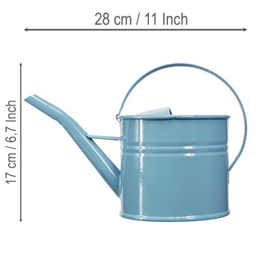 Regadera decorativa, maceta de metal azul, 28x13x17cm, 1.25l, para jardín y balcón. | Floristik24.es
