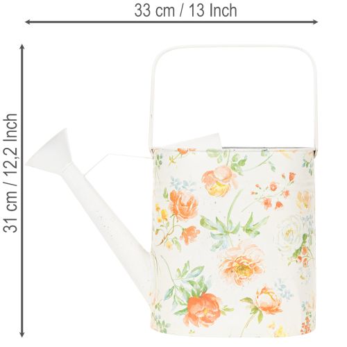 Regadera decorativa vintage de metal con motivo de rosas, decoración de jardín de verano, maceta nostálgica, 31,5 cm de alto. | Floristik24.es