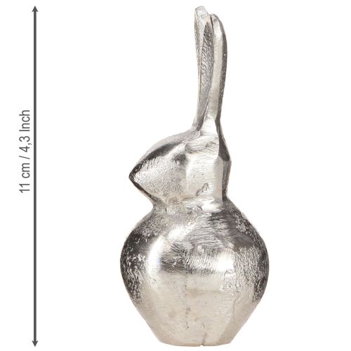 Artículo Conejito de Pascua moderno de metal Color plata 11cm 3uds