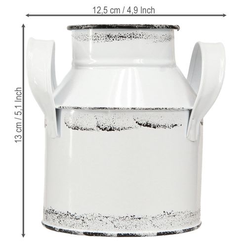 Artículo Jarra decorativa de metal con asas, blanca y negra, 13 cm de alto, 2 piezas