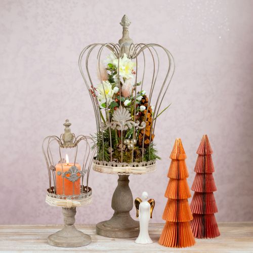 Artículo Corona decorativa a pie decoración metal vintage gris 34/66cm juego de 2 piezas