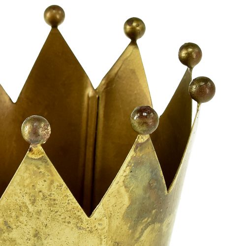 Floristik24 Macetero decorativo de metal con forma de corona aspecto latón Ø11cm/H10cm