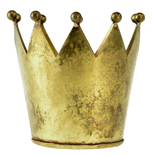 Floristik24 Macetero decorativo de metal con forma de corona aspecto latón Ø11cm/H10cm