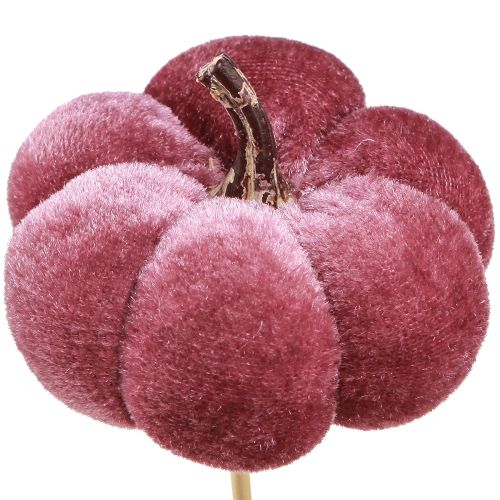 Artículo Calabaza decorativa de tela calabaza en palo rosa burdeos Ø7cm 9 piezas