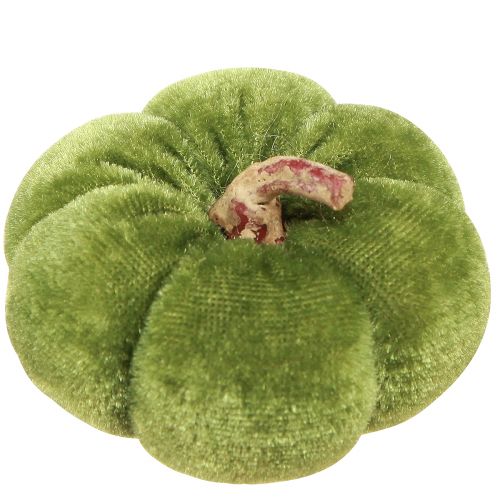 Floristik24 Calabazas decorativas de tela verde aterciopelado Ø7cm H4,5cm 9 piezas