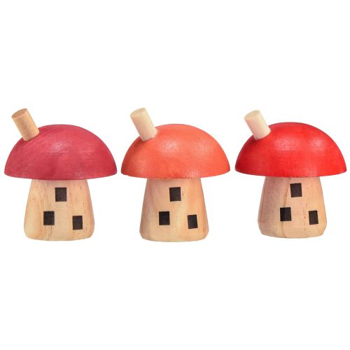 Artículo Setas decorativas casa de madera decoración de madera rojo naranja 6×5cm 6ud