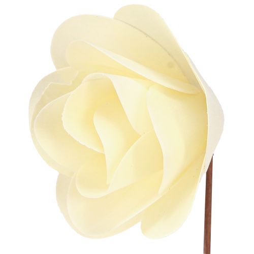 Floristik24 Rosas decorativas crema rosas artificiales rosas de madera Ø7,5cm 12 piezas