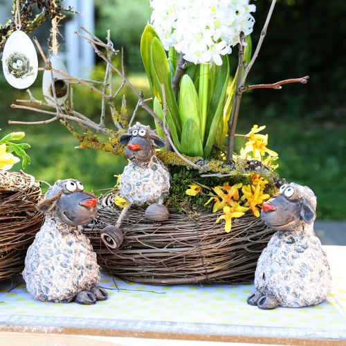 Artículo Figuras decorativas de Pascua de cerámica de ovejas marrón Al. 13,5 cm 2 piezas