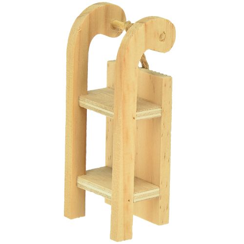 Artículo Trineo decorativo de madera para colgar verde menta blanco 9,5cm 6ud
